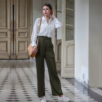 Áo Sơ Mi Áo Kiểu Nữ Đẹp Thời trang thiết kế Hity TOP119 (Trắng Kim Cương)