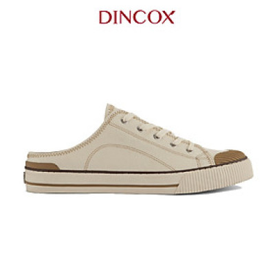 Giày Sục Đạp Gót Mules Vải Sneaker Unisex Tăng Chiều Cao 4cm DINCOX E10 Off/white