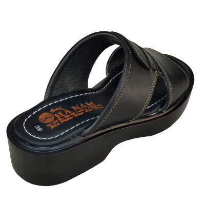 Dép Nam Quai Ngang Da Bò Thật HÀ NAM Đế Cao Dành Cho Người Thấp DNA2129