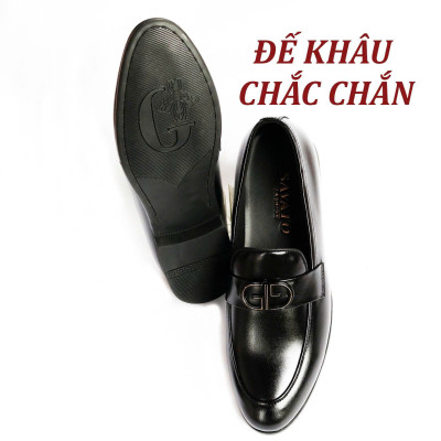 Giày Tây Nam Không Dây Đai Ngang ( Xả Kho ) - Da Mềm Đế Cao Su Mềm Mã D07-PVC