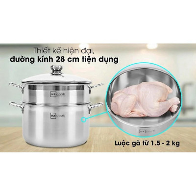 BỘ NỒI XỬNG HẤP INOX  28CM VÀ 30CM 2 TẦNG VUNG KÍNH CƯỜNG LỰC