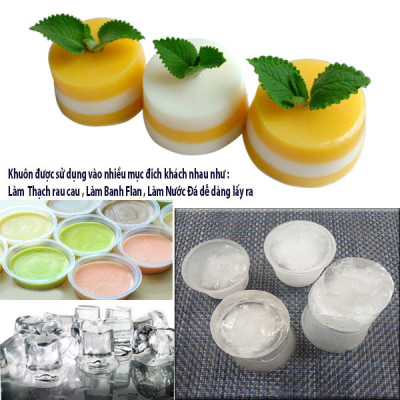 Combo 10 Khuôn Làm Bánh Flan Rau Câu Cupcake Inox 304 ( 7cm ) Nắp Nhựa Khít ( Tặng 20 Khuôn Rau Câu Không Nắp ) 