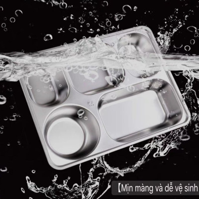 Khay Đựng Cơm Thức Ăn Inox 5 Ngăn Và 4 Ngăn sâu lòng - Khay Cơm Inox 304 ( Tùy Chọn Nắp Khay )