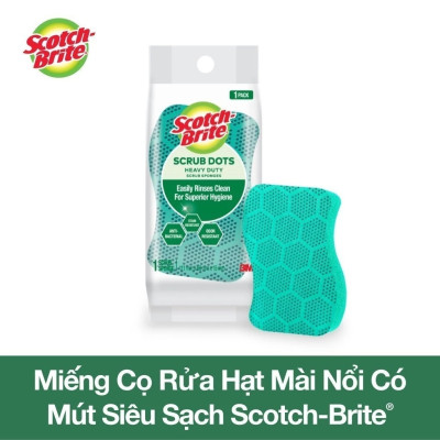 Combo 2 Miếng rửa chén hạt nổi siêu sạch 3M Scotch Brite đa năng, mút kháng khuẩn, không bám cặn bẩn gây mùi màu xanh