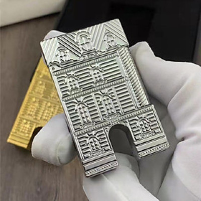 Vỏ Hột Quẹt Bật Lửa Gas Đá DP2107 Họa Tiết Hình Chiếc Cổng Độc Đáo - Màu Vàng/Bạc
