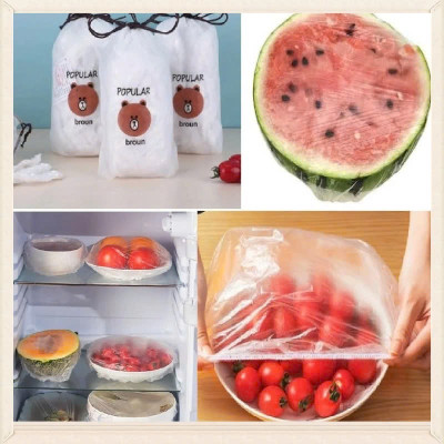 Màng Bọc Thực Phẩm Có Chun ,Túi Bọc Thực Phẩm Gấu Gói lớn Túi 100 cái, Màng Bọc Thức Ăn, Túi Gấu PE Bọc Đồ Ăn Co Giãn Tái Sử Dụng