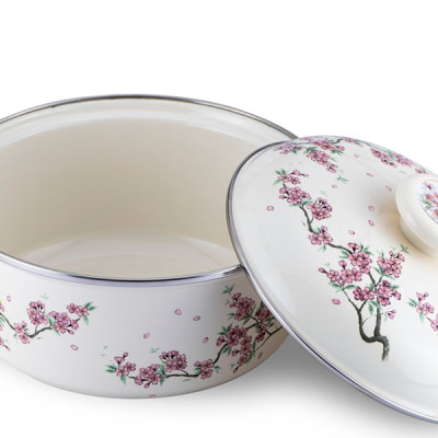 Nồi tráng men FUJIHORO 18cm, 1.8L ( Hoa văn Sakura tím) SKW-12, Sử dụng bếp từ