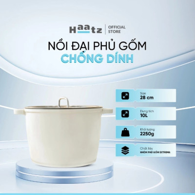 Nồi Phủ Gốm Thành Cao Đáy Từ 28cm Haatz - Made In Korea, Nồi Chống Dính Dùng Mọi Loại Bếp - Bảo Hành 2 Năm