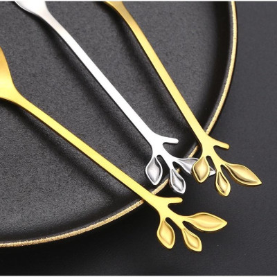 Thìa rĩa lá phong cách Vintage thời thượng hoàng kim hợp kim tạo hình 3 lá - tht111