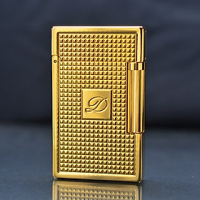 Vỏ Hột Quẹt Bật Lửa Upon Gas Đá D136V Họa Tiết Kẻ Cách Điệu Chữ D ở Giữa Màu Vàng - Dùng Gas Đá Cao Cấp