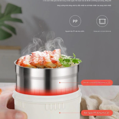 Hộp Cơm Giữ Nhiệt YADEL phong cách Nhật Bản, Inox 304 Chống Tràn Cách Nhiệt 6 Lớp, Chống Bỏng 2 Lớp, Giữ nhiệt lên tới 12h + Tặng đũa thìa inox - Hàng nhập khẩu