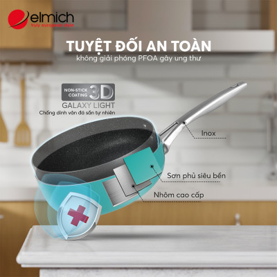 Chảo chống dính Full induction Elmich Hera đày từ size 20/24/26/28cm - Chảo chống văng dầu hàng chính hãng bảo hành 2 -10 năm
