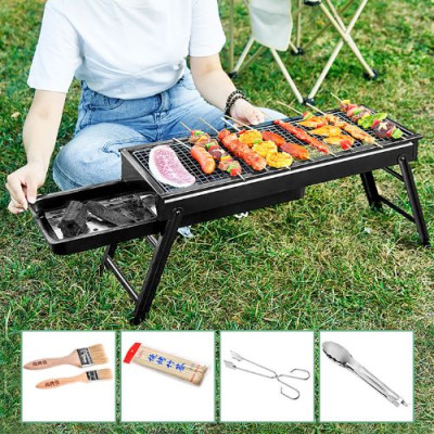 Combo Bếp nướng BBQ kéo cao cấp kèm than tre nén 3kg ít khói, an toàn, tiện lợi di chuyển