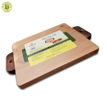 Thớt Gỗ Beech Chữ Nhật Quai Cầm Ngắn Dài 32.5, 39 cm  - Đồ Gỗ Nhà Bếp Thương Hiệu Trường Sơn