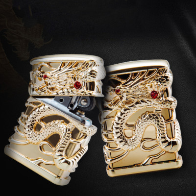 Vỏ Hột Quẹt Bật Lửa Xăng Đá Zorro Z91299A Thiết Kế Họa Tiết Rồng Quận 4 Mặt Ôm Ngọc Đỏ May Mắn -KHÔNG XĂNG