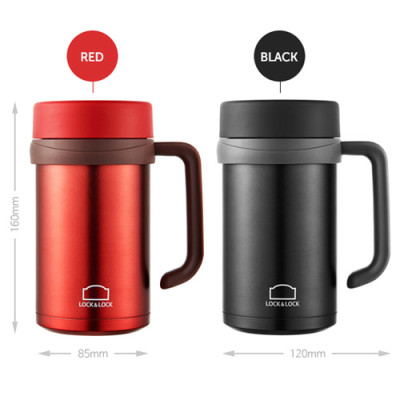 Ca Giữ Nhiệt Bằng Thép Không Gỉ Lock&Lock New Basic Table LHC4026 500ml - Hàng Chính Hãng Tặng Combo Ống Hút + Cọ Rửa