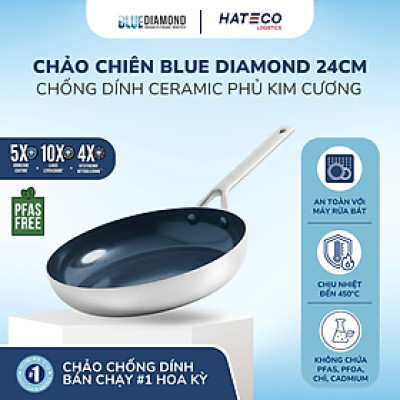 Chảo chống dính thép không gỉ phủ tinh thể kim cương cao cấp Blue Diamond 24cm