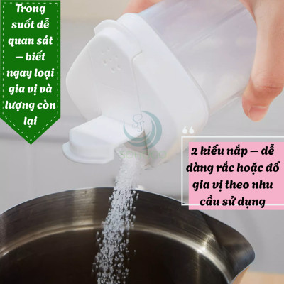 Hũ Gia Vị Đa Năng 3 Ngăn Nắp Gạt Thông Minh- Lọ Đựng Gia Vị Mini Đa Dụng Chia Ngăn- Hộp Đựng Muối, Đường, Tiêu 3 Trong 1- Hũ Gia Vị Nắp Đậy Tiện Dụng Có Lỗ Rắc