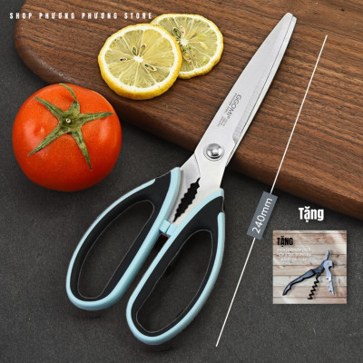 Kéo HÀN QUỐC Kéo Cắt Thịt Cắt Rau Quả Đa Năng ( Tặng Khui Hộp 3 in 1 )