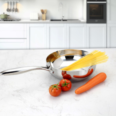 Chảo Inox 3 lớp đúc liền khối miệng rót Kalpen Zenger 20cm, bảo hành 5 năm