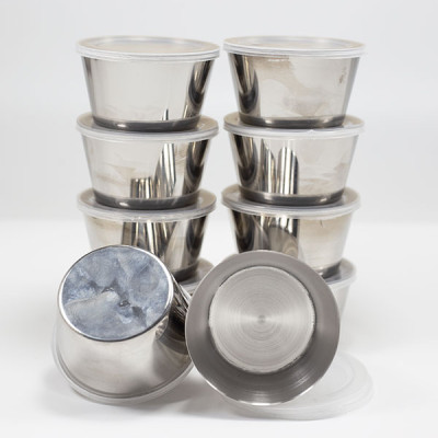 Combo 10 Khuôn Làm Bánh Flan Rau Câu Cupcake Inox 304 ( 7cm ) Nắp Nhựa Khít ( Tặng 20 Khuôn Rau Câu Không Nắp ) 