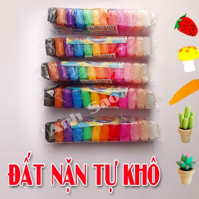 Bộ đất sét nặn 12 màu Đất sét nặn chứa thành phần kháng khuẩn, màu sắc tươi sáng, đất sét handmade DIY siêu nhẹ