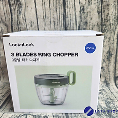 Dụng Cụ Băm Rau Củ Quả, Xay Hành Tỏi LocknLock 3 Lưỡi Dao Sắc Bén CKK313-650ml - Hàng Chính Hãng