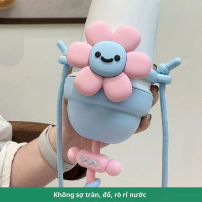 Bình Giữ Nhiệt Hoa Dễ Thương 700ML Inox 316 Cao Cấp – Kèm Ống Hút, Dây Đeo, Sticker & Cọ Vệ Sinh - HÀNG CHÍNH HÃNG MINIIN