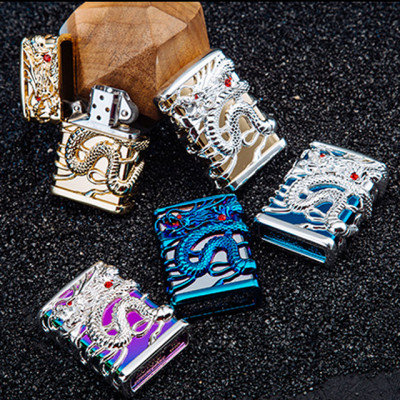 Vỏ Hột Quẹt Bật Lửa Xăng Đá Zorro Z91299A Thiết Kế Họa Tiết Rồng Quận 4 Mặt Ôm Ngọc Đỏ May Mắn -KHÔNG XĂNG