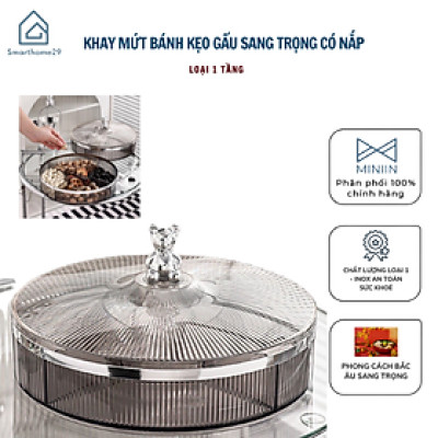 Khay mứt tết gấu bearbrick nhựa acylic trong suốt phong cách bắc âu - khay mứt 2 tầng - HÀNG CHÍNH HÃNG MINIIN