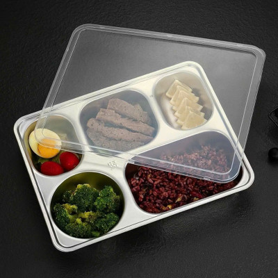 Khay Đựng Cơm Inox Cao Cấp 5 Ngăn Sâu Lòng Hàn Quốc, Khay Đựng Cơm Văn Phòng, Xí Nghiệp Đảm Bảo Vệ Sinh - HÀNG CHÍNH HÃNG MINIIN