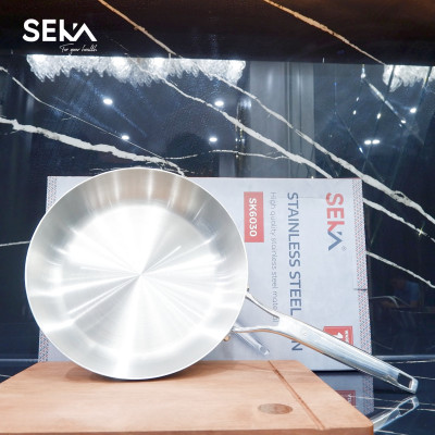 Chảo inox Nguyên khối nông lòng SEKA SK6030, sử dụng cho mọi loại bếp