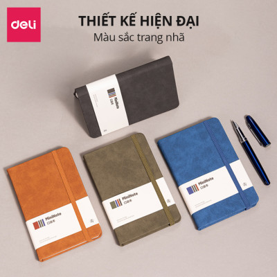 Sổ Tay Bìa Da Kẻ Ngang Mini A6 Chống Nước, Cao Cấp Deli - 192 Trang 80gsm - Ghi Chép, Takenote, Làm Quà Tặng Nhật Kí