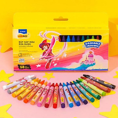 Hộp 18 Bút Sáp Màu Rửa Được - Nhân Vật Futy Akooland Thế Giới Học Cụ Thần Kỳ - Colorkit SWCR-C002/AK