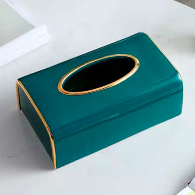 HỘP ĐỰNG GIẤY ĂN BẰNG SỨ MÀU XANH NGỌC LỤC BẢO HỌA TIẾT SAO - VD17