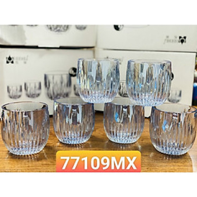 BỘ 6 CỐC THỦY TINH UỐNG NƯỚC, CÀ PHÊ CAO CẤP VÂN SÓNG DỌC - VD716