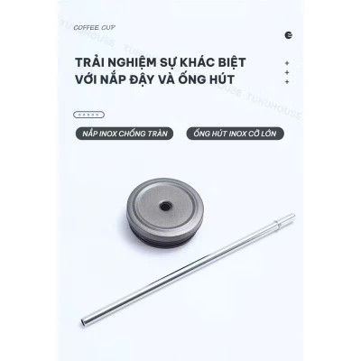 Ly Giữ Nhiệt 600ml Inox 304 Đúc Liền Khối Cao Cấp, Có Nắp Đậy Kèm Ống Hút - HÀNG CHÍNH HÃNG MINIIN