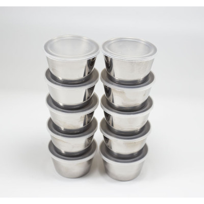 Combo 10 Khuôn Làm Bánh Flan Rau Câu Cupcake Inox 304 ( 7cm ) Nắp Nhựa Khít ( Tặng 20 Khuôn Rau Câu Không Nắp ) 