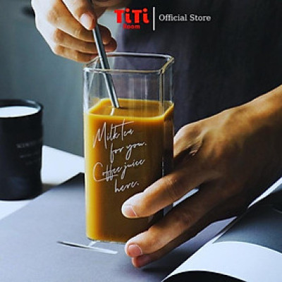 Ly thủy tinh Cốc thủy tinh vuông uống nước cà phê cao cấp dễ thương Ly cocktail cute uống trà sinh tố decor đẹp TiTiRoom