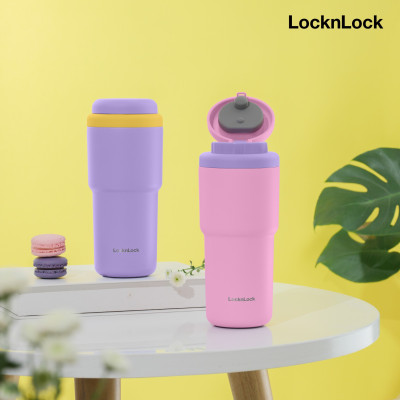 Ly giữ nhiệt LocknLock 480ml Daily Macaron Tumbler màu tím LHC3292GRP, Hàng chính hãng thép không gỉ 316L - JoyMall