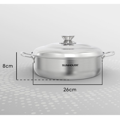 NỒI LẨU INOX 1 ĐÁY SUNHOUSE SHG26L - Hàng Chính Hãng