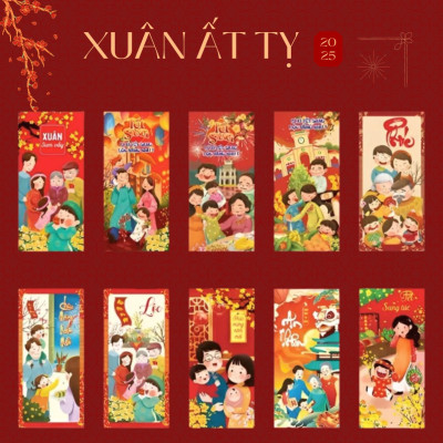 Set 10 Bao Lì Xì Tết 2024 Giáp Thìn Túi Đựng Tiền Mừng Tuổi 12 Con Giáp Xuân Mú Lân Áo Dài Truyền Thống Legaxi