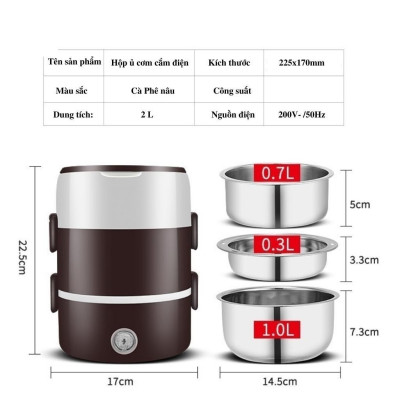 Hộp Cơm Điện Cặp Lồng Điện Hâm Cơm Tự Động 3 Tầng PS-103 - Màu Ngẫu Nhiên - Hàng Chính Hãng