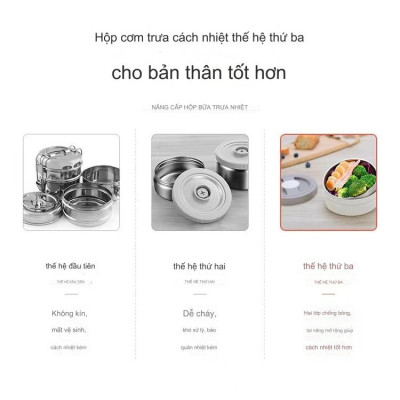 Hộp Cơm Giữ Nhiệt YADEL phong cách Nhật Bản, Inox 304 Chống Tràn Cách Nhiệt 6 Lớp, Chống Bỏng 2 Lớp, Giữ nhiệt lên tới 12h + Tặng đũa thìa inox - Hàng nhập khẩu