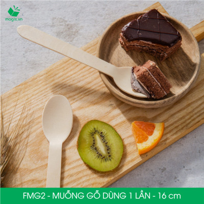 FMG2 - Combo 100 Muỗng gỗ ngắn 16 cm dùng 1 lần - Thìa gỗ ngắn dùng 1 lần tiện lợi thân thiện môi trường