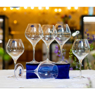 Bộ 2 ly rượu uống vang đỏ pha lê cường lực 280 ml Tiệp Khắc