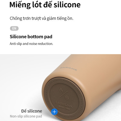 Ly giữ nhiệt 500ml LocknLock màu đen LHC4357BLK Metro Cafe Tumbler, Hàng chính hãng, Thép 304 không gỉ, có dây đeo tay - JoyMall