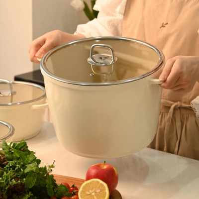 Nồi Phủ Gốm Thành Cao Đáy Từ 28cm Haatz - Made In Korea, Nồi Chống Dính Dùng Mọi Loại Bếp - Bảo Hành 2 Năm