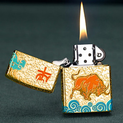 Vỏ Hột Quẹt Bật Lửa Xăng Đá Zorro Z92034B Họa Tiết Con Trâu Đẹp Độc Lạ sang trọng - Dùng Xăng Bấc Đá Cao Cấp