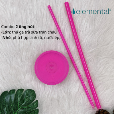 [Hàng chính hãng_Thương hiệu Mỹ] Ly giữ nhiệt Commuter Elemental 1180ml màu hồng neon thép không gỉ có tay cầm combo ống hút trân châu 